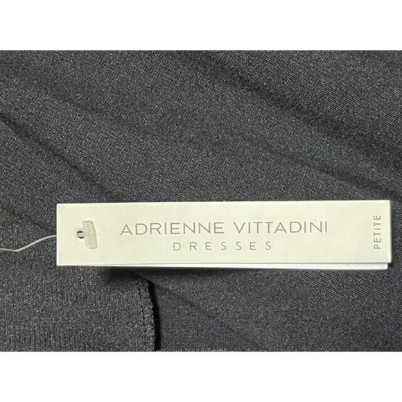 Adrienne Vittadini Dress 8 Petite Sheath Sleeveless Twist Front Ponte Black - Picture 9 of 10